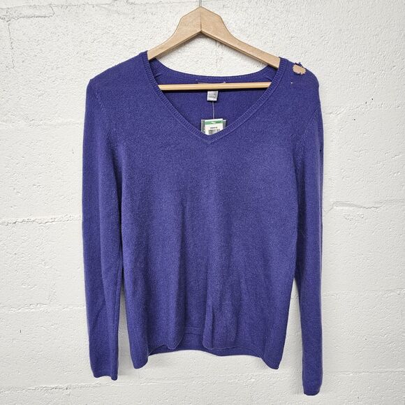 Charter Club 2-ply Cashmere Sweater Purple size L Flaws Destroyed Project - Picture 1 of 9